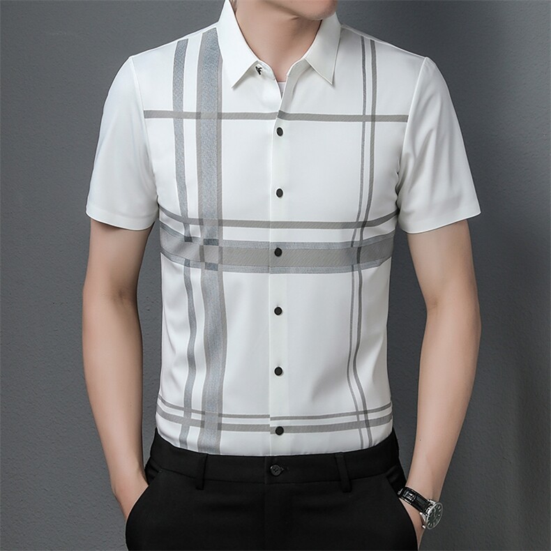 AD5823钱塘2020-3夏季男士精品商务休闲短袖衬衫P75,男装T恤,钱塘207-3