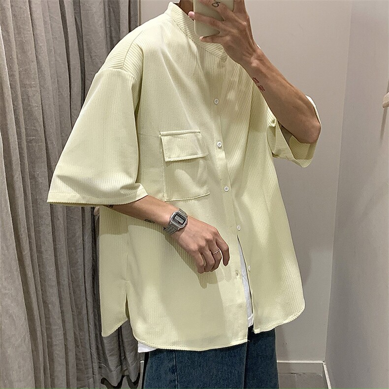 夏季薄款工装衬衫男宽松休闲半袖衬衣情侣装港风短袖男W3214-P32,男装衬衫,星座512-2