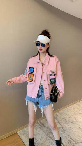 夏季新款彩色贴标牛仔外套，女装，雪儿诱惑