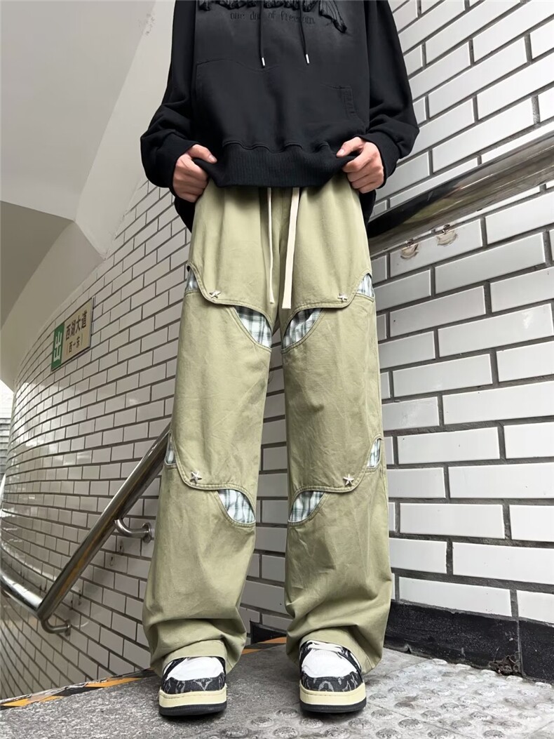 美式春秋新款潮牌嘻哈镂空休闲裤男女同款工装长裤子DH943-P50图片