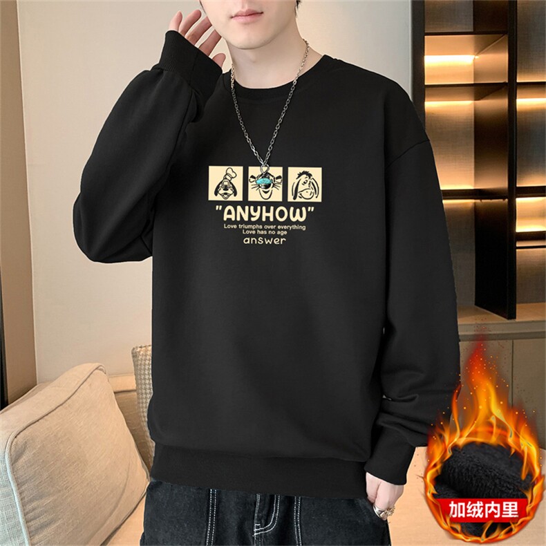 外贸跨境现货主推2025秋冬加绒休闲男士印花套头卫衣JR187-P19图片