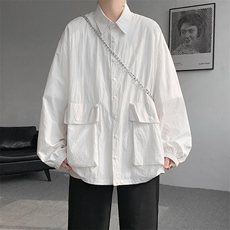 8XL-M春夏廓形衬衫防晒外套特大码多口袋复古慵懒衬衣JK5203/P50，男装夹克，电商B238