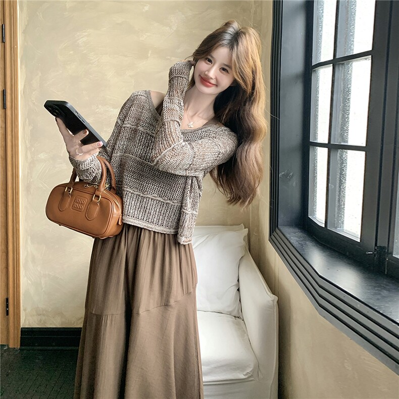 法式减龄罩衫无袖连衣裙两件套女春秋2025新款背心裙流行爆款漂亮，女装连衣裙，维壹