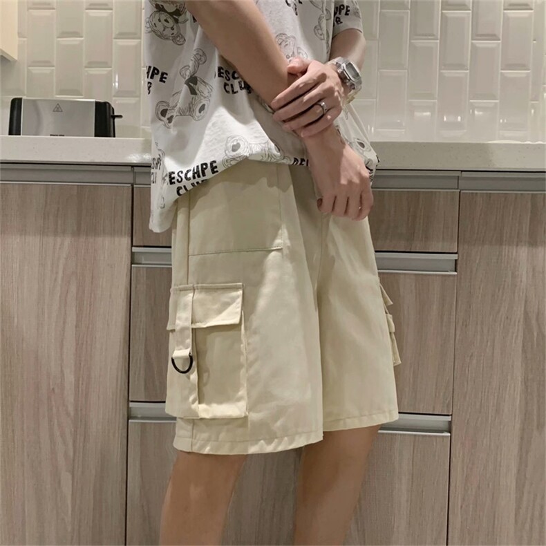 工装短裤男夏季外穿宽松潮牌五分裤港风休闲百搭直筒中裤DK27-P33,男装休闲裤,星座1008