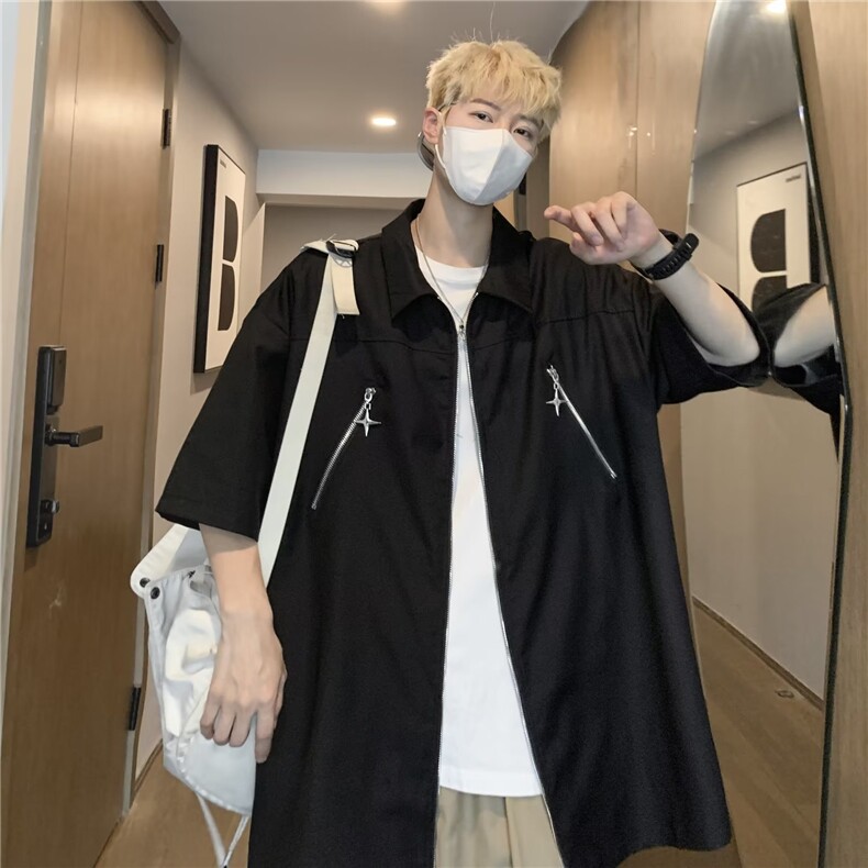夏季新款衬衫潮流慵懒男方领衬衫W2230P38,男装衬衫,星座1116-2