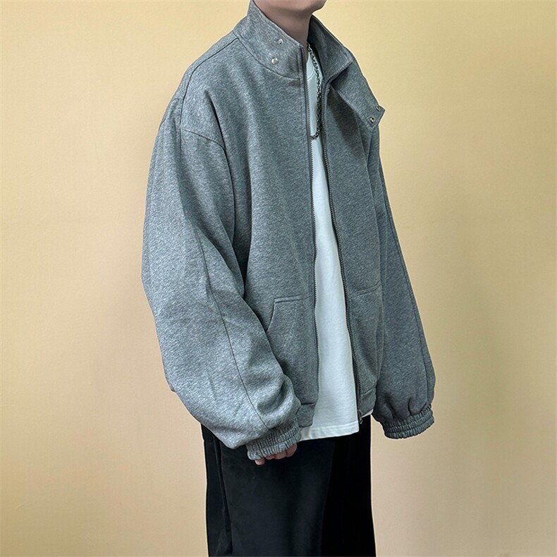 现货-春秋立领开衫卫衣男时尚外套潮牌宽松上衣-AJ23054-P88,女装短外套,电商A351