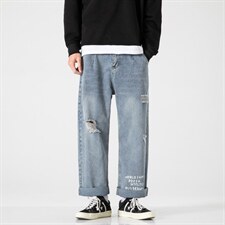 xz103A-k705-P48-限价78-无影墙大码长裤破洞,男装休闲裤,星座103A