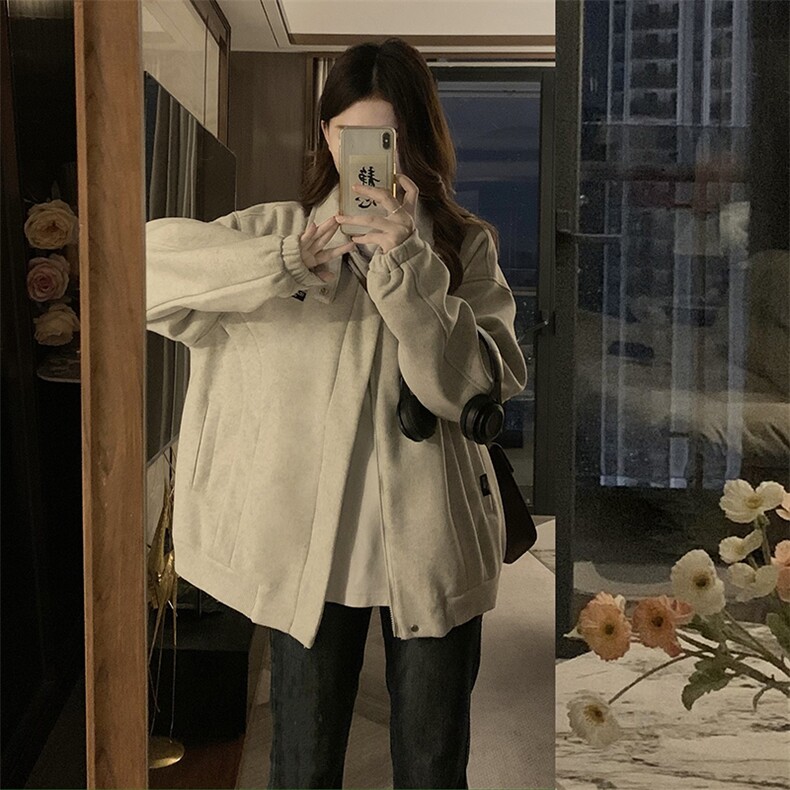 新款美式复古港风复古设计感毛呢翻领夹克外套男女同款C849-P110,男装夹克,星座911-2(原星座613-2）