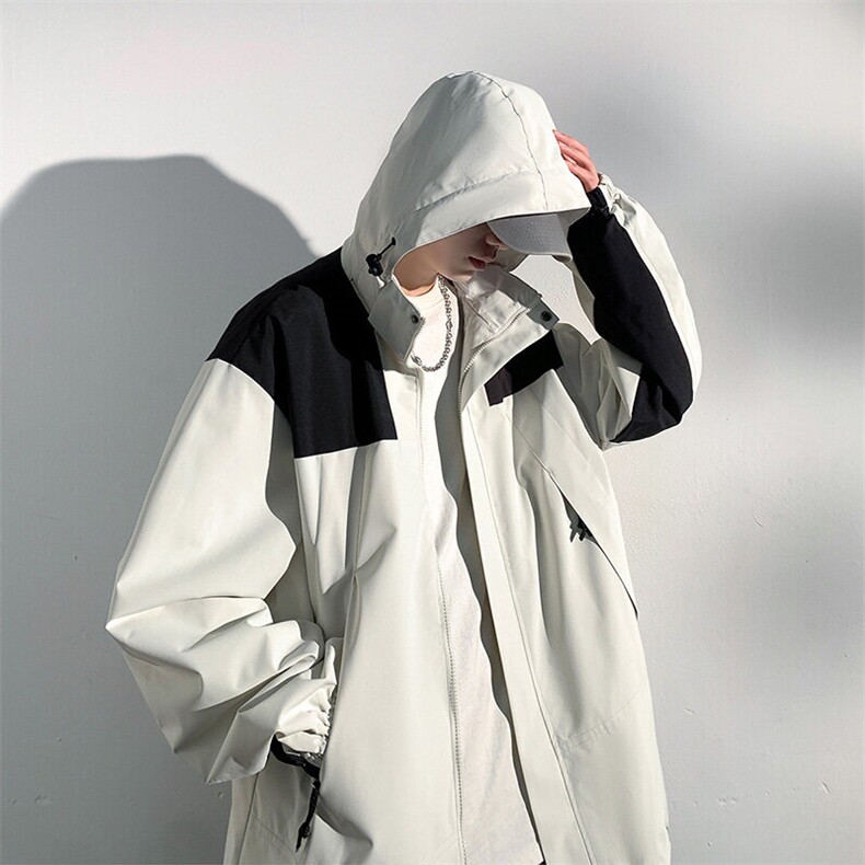 GDN623657春秋新款三防冲锋衣连帽休闲时尚青年男女同款情侣外套,男装夹克,电商B360