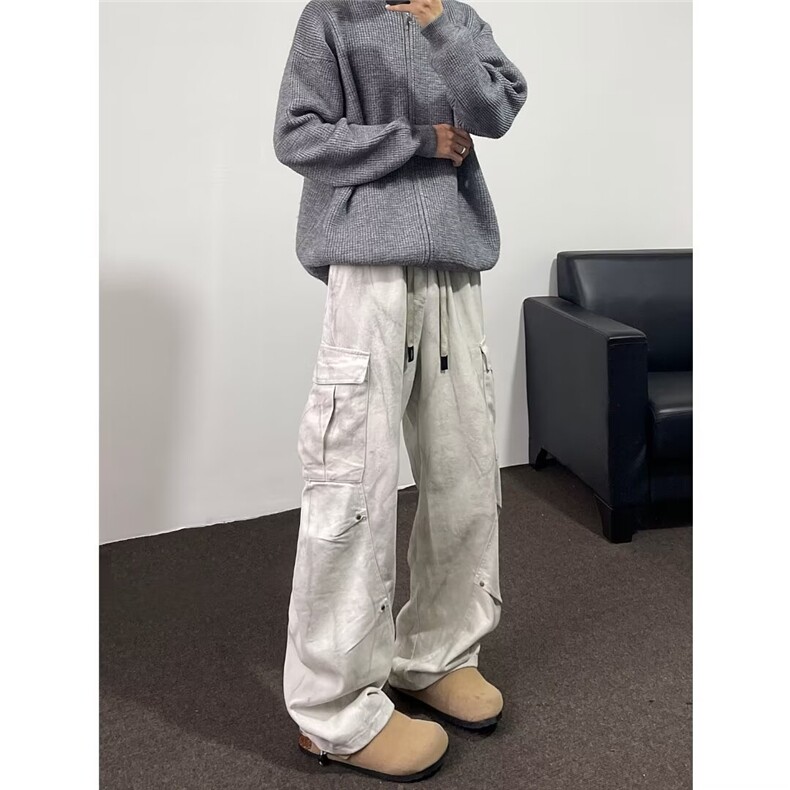 宽松型秋季做旧扎染弯刀伞兵裤男B0047P70,男装休闲裤,星座1116-2