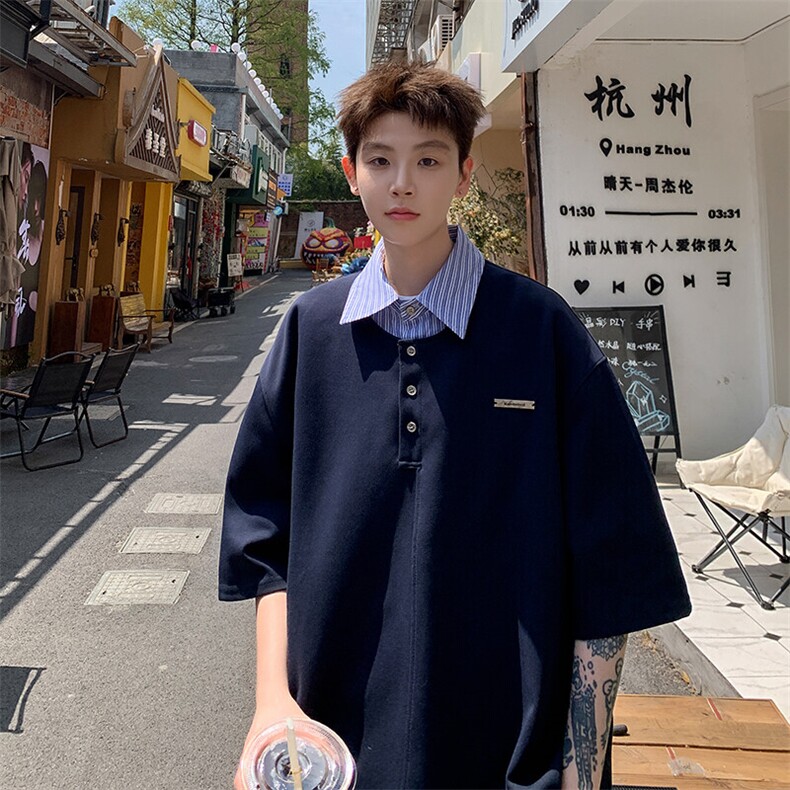 假两件衬衫领短袖男A367 TJ33 P50图片