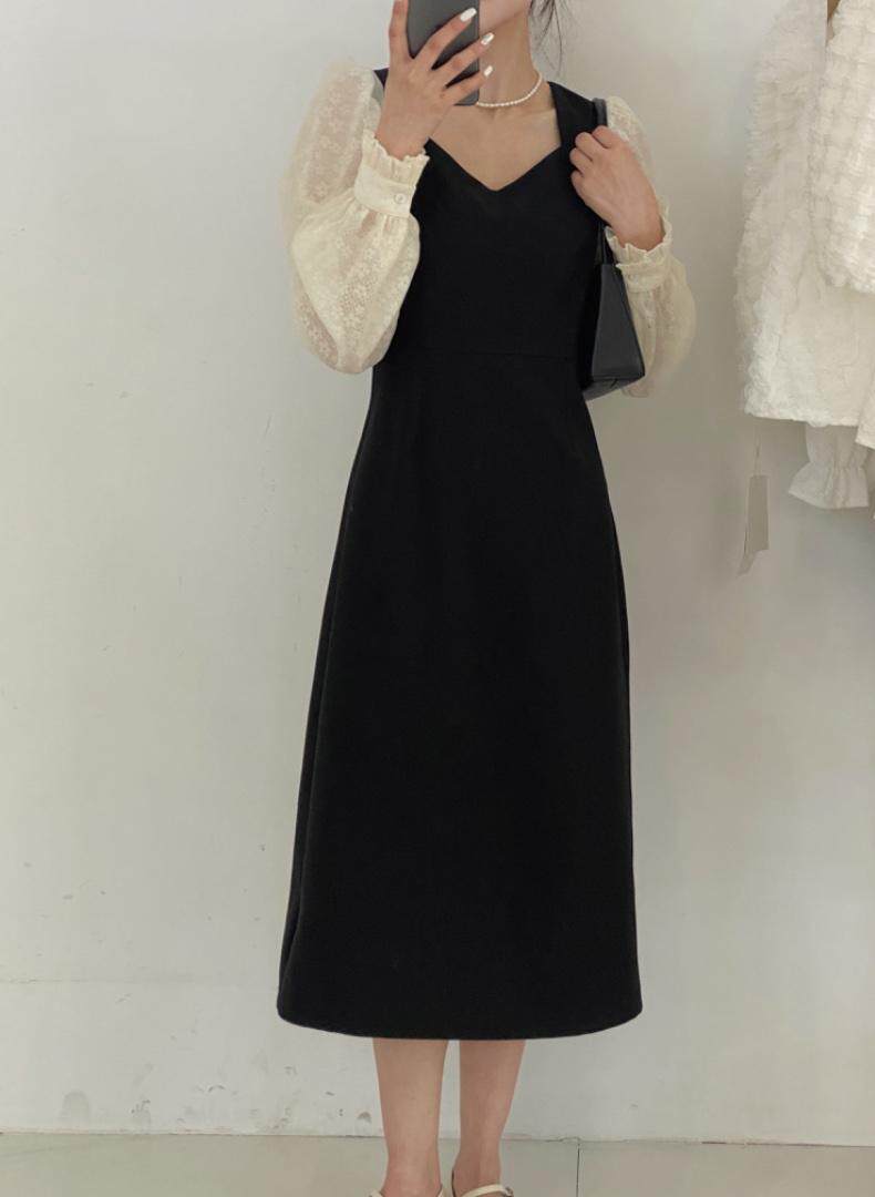 拼纱连衣裙，女装连衣裙，驿谷