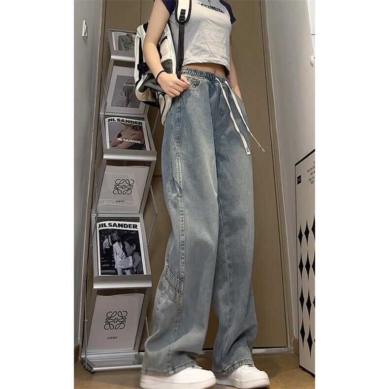 牛仔裤男直筒宽松大码抽绳美式裤子长裤K8483-P48【特价】,男装牛仔裤,电商A007
