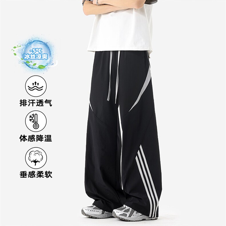 2026夏季新款冰丝拼接条纹大码休闲裤男K6760-特P35建议零售价88图片
