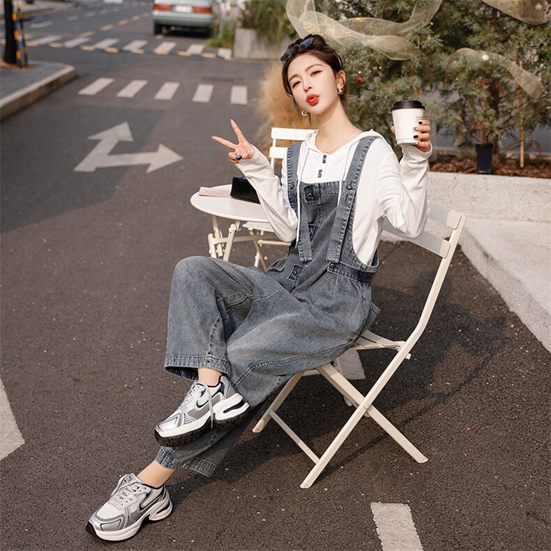 2024春秋季牛仔连体裤女休闲背带裤,女装连体裤,秋水欣儿