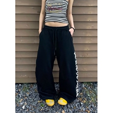 舒适宽松复古日系休闲印花拼接松紧腰阔腿直筒男休闲裤KC3117，男装休闲裤，星座1116A（原606A-3）