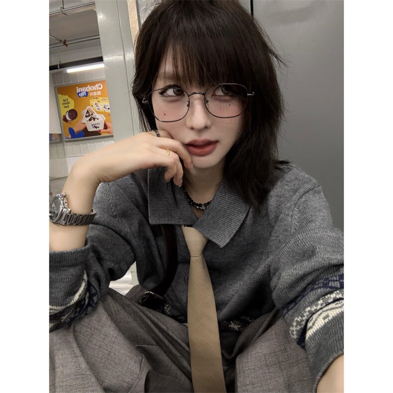 MMY416CC-特P60费尔岛针织开衫毛衣男女早秋提花polo上衣,男装针织衫/毛衣,星座1007（原301D）