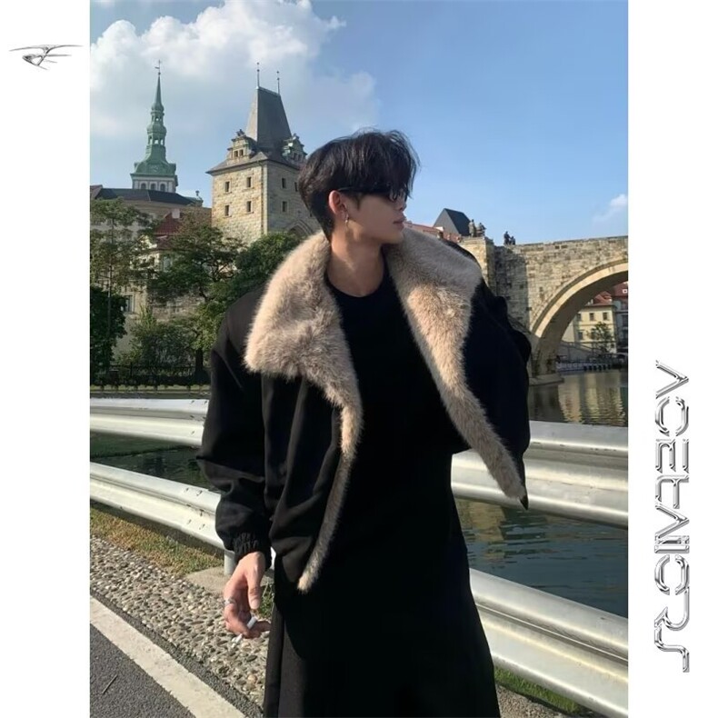 ZY0915-P88美式复古解构裁片设计加绒外套男女宽松休闲座山雕夹克，男装夹克，电商C233