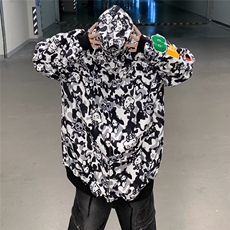 潮美式街头满印迷彩喵咪印花连帽卫衣男女款百搭外套Y8032，男装夹克，星座1116A-1（原606A）
