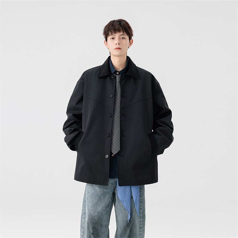 秋冬新款短款风衣精致韩风拼接大衣外套GS60020,男装风衣,星座1206（原A206）
