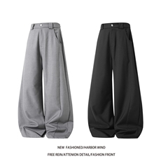 抖音品质拼接设计老钱风百搭宽松阔腿西裤B315-K26066-特p40控78，男装西裤，电商B315