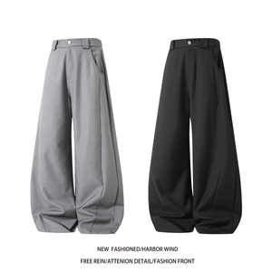 抖音品质拼接设计老钱风百搭宽松阔腿西裤B315-K26066-特p40控78图片