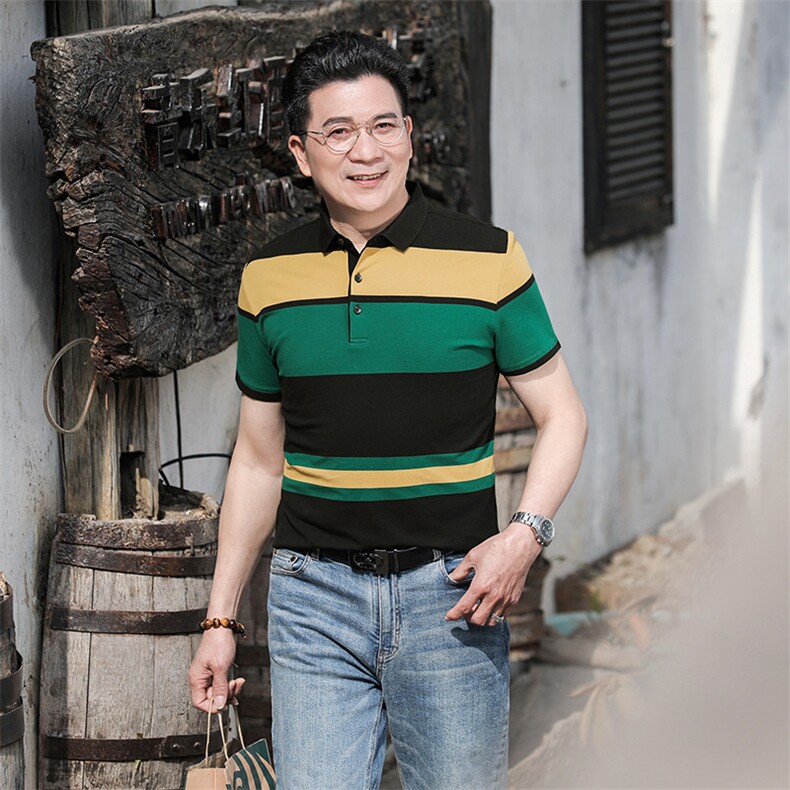 polo衫中年商务休闲男装夏季新款男士短袖T恤半袖翻领宽松上衣服,男装Polo衫,电商B212（原钱塘6029）