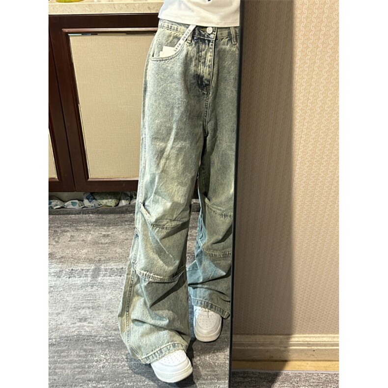 【有货】美式复古牛仔裤男宽松直筒阔腿裤设计感NZ09LL-特P50,男装牛仔裤,星座1007（原301D）