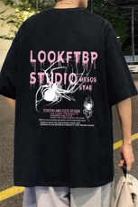 T715P26夏季新品港风潮牌高街美式短袖T恤宽松ins重磅纯棉体恤，男装T恤，星座304A