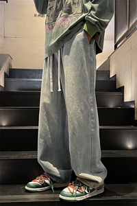 2023港风水洗做旧男士牛仔裤男抖音品质XZ914-6-G63-P35图片