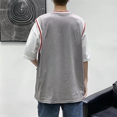 男圆领T恤宽松假两件短袖Q909P28，男装T恤，星座1116-2