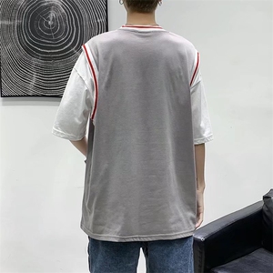 男圆领T恤宽松假两件短袖Q909P28图片