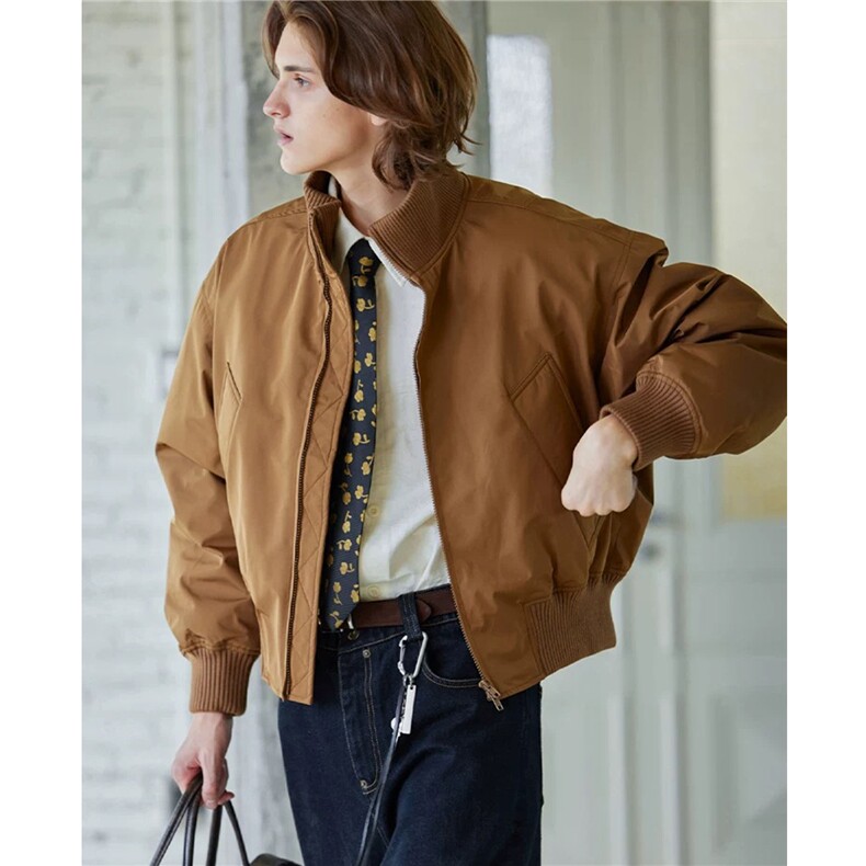 美式高街立领棒球棉服飞行夹克棉衣短款外套男H1030特P60(网图）,男装夹克,电商A341