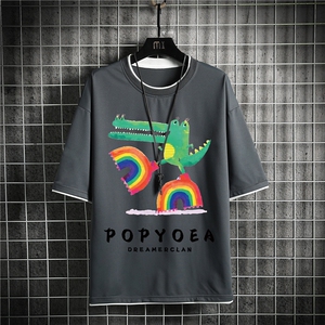 xz116-T111-P30控48短袖网格男潮牌情侣夏装克莱因蓝大码潮T恤图片