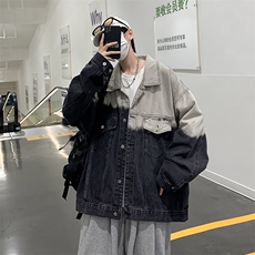 渐变色牛仔外套春秋2023新款秋季宽松韩版美式复古夹克JK098-P60，男装牛仔裤，星座308B-1