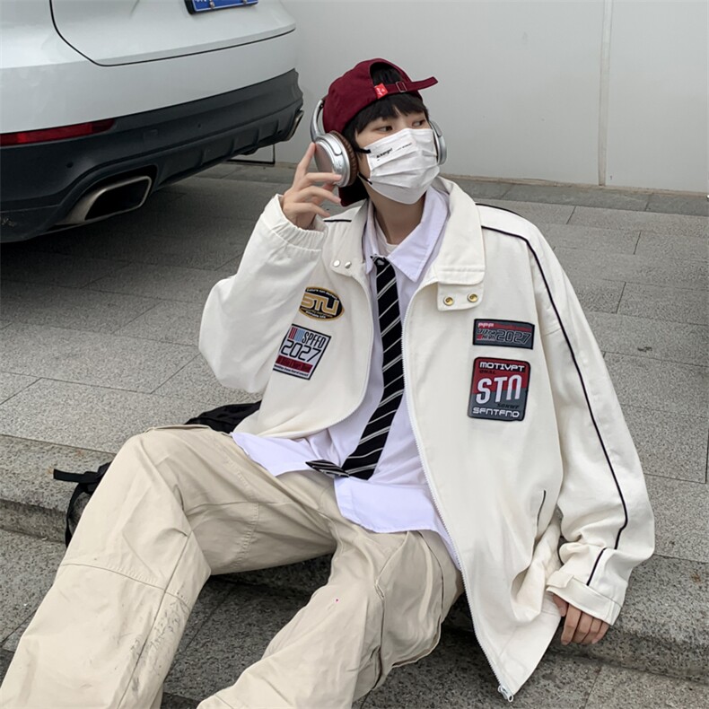 秋季新款社会小伙潮男贴标皮衣夹克外套JK106-P65,男装夹克,星座308B-1