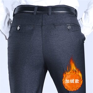 904/P65 冬季加绒加厚爸爸裤西裤男老年厚款保暖男裤休闲宽松裤图片