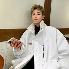 特批P100无差价冬贴标PU皮立领棉服男加棉加厚机车服皮衣外套M91，男装棉衣，电商A001
