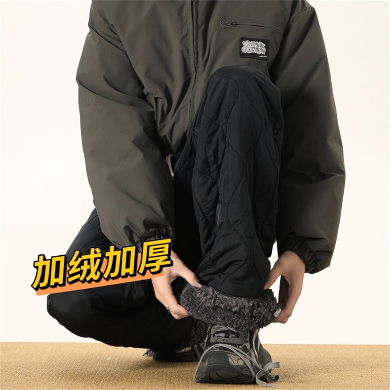 新款冬季加绒加厚纯色保暖棉裤居家休闲男女同款B4556/P53，男装棉裤，星座506