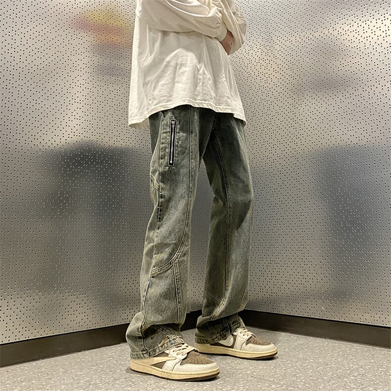 美式高街vibe风直筒长裤欧美痞帅男hiphop复古水洗牛仔裤,男装牛仔裤,星座301D-4(原星座1004-4）