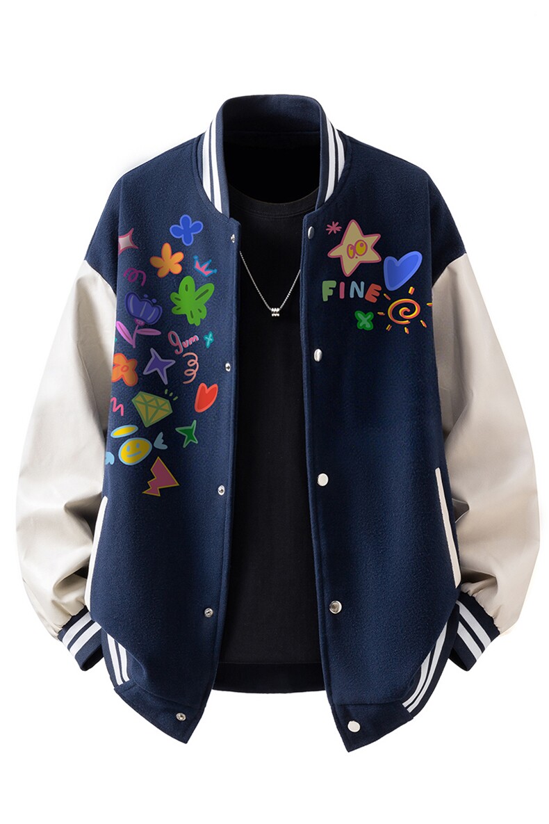 1立体白底美式呢料印花设计M-5XL大码棒球服夹克男NL78104P69控,男装夹克,星座227-7