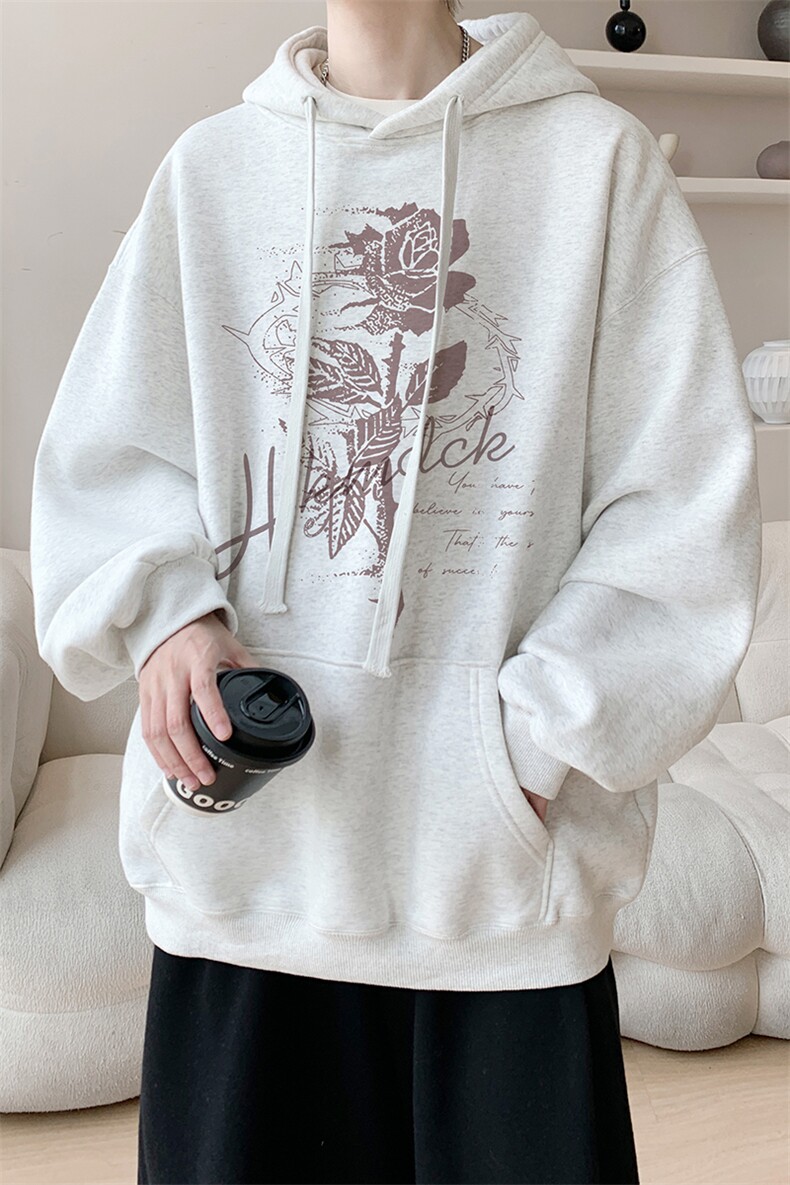 已注册/华棉春秋内景新款百搭宽松连帽卫衣男WY00670/P45加绒P50,男装卫衣,电商B316