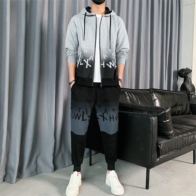延续现货款青少年潮牌休闲潮流宽松运动开衫套装TZ413-P58,男装休闲套装,星座301B-1