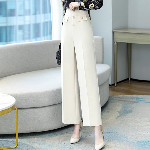 高端职业女春秋2023新款时尚气质女神范印花衬衫阔腿裤，女装休闲裤，时尚俏佳人