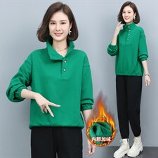 长期现货，加绒运动套装女休闲时尚冬卫衣洋气品牌减龄两件套，女装卫衣/绒衫，涵誉