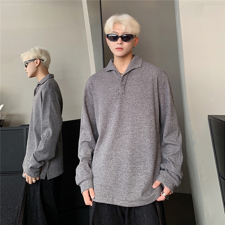 原版品质面料罗马格意式一片领POLO针织衫长袖打底男w308-p38,男装Polo衫,电商C307