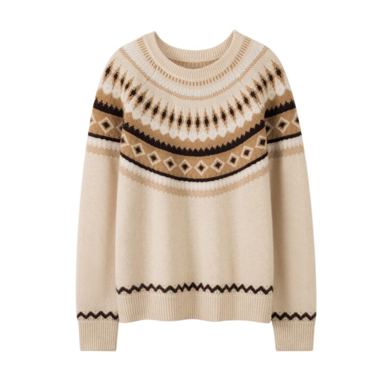 2026年秋季宽松通勤圆领长袖单件套头休闲/淑女，女装羊绒衫，绒知纯羊绒