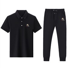 轻奢高端冰丝套装男春夏季成熟潮流休闲男士中老年短袖运动服上衣，男装休闲套装，电商B212（原钱塘6029）