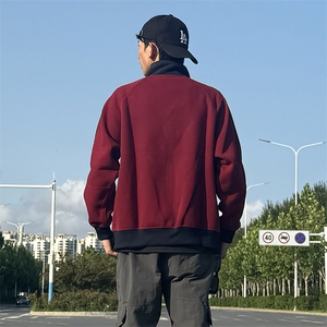 抖音得物高品质26春装美式高街重磅结构拼接织带立领卫衣外套CM42图片