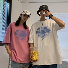情侣装2023夏装新款百搭宽松印花圆领短袖T恤女D135P30女类，女装T恤，电商A335-1（原A458）